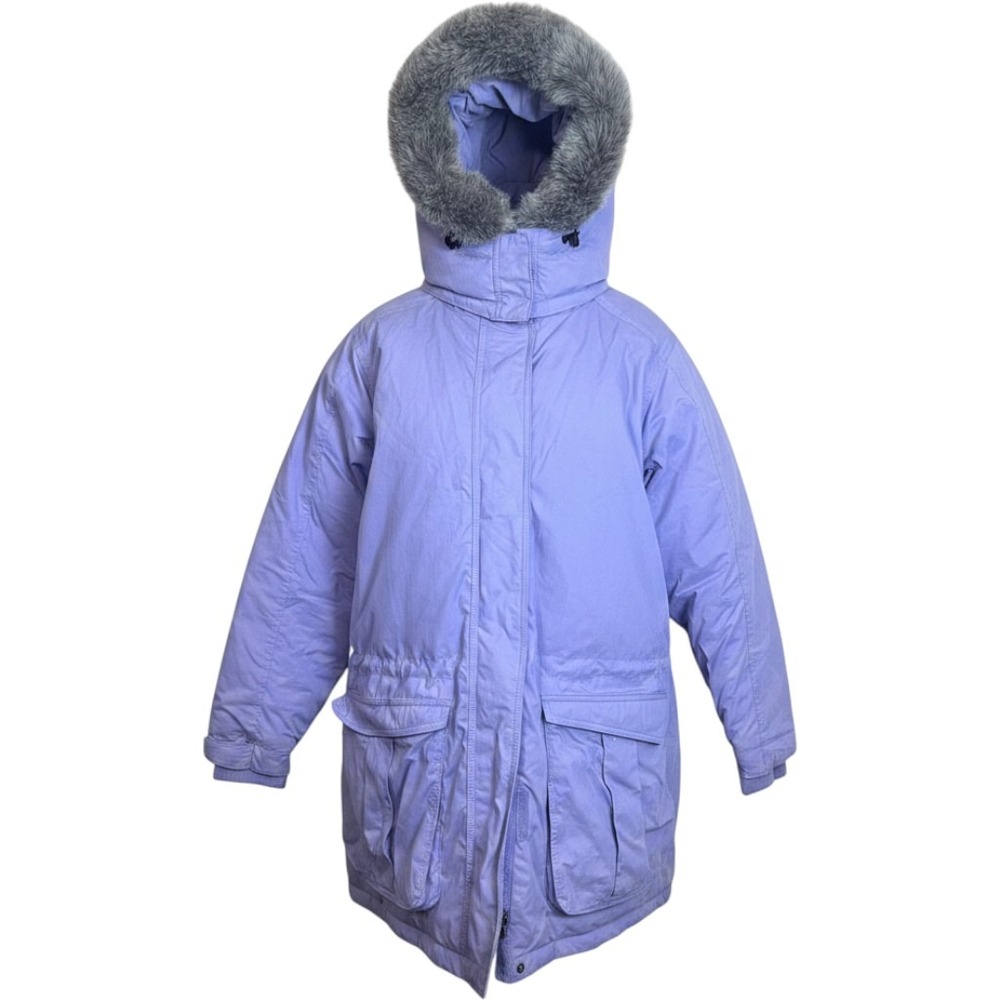LL Bean Baxter State Parka Womens 2X Purple Goose Down Faux Fur Hood Winter Coat
